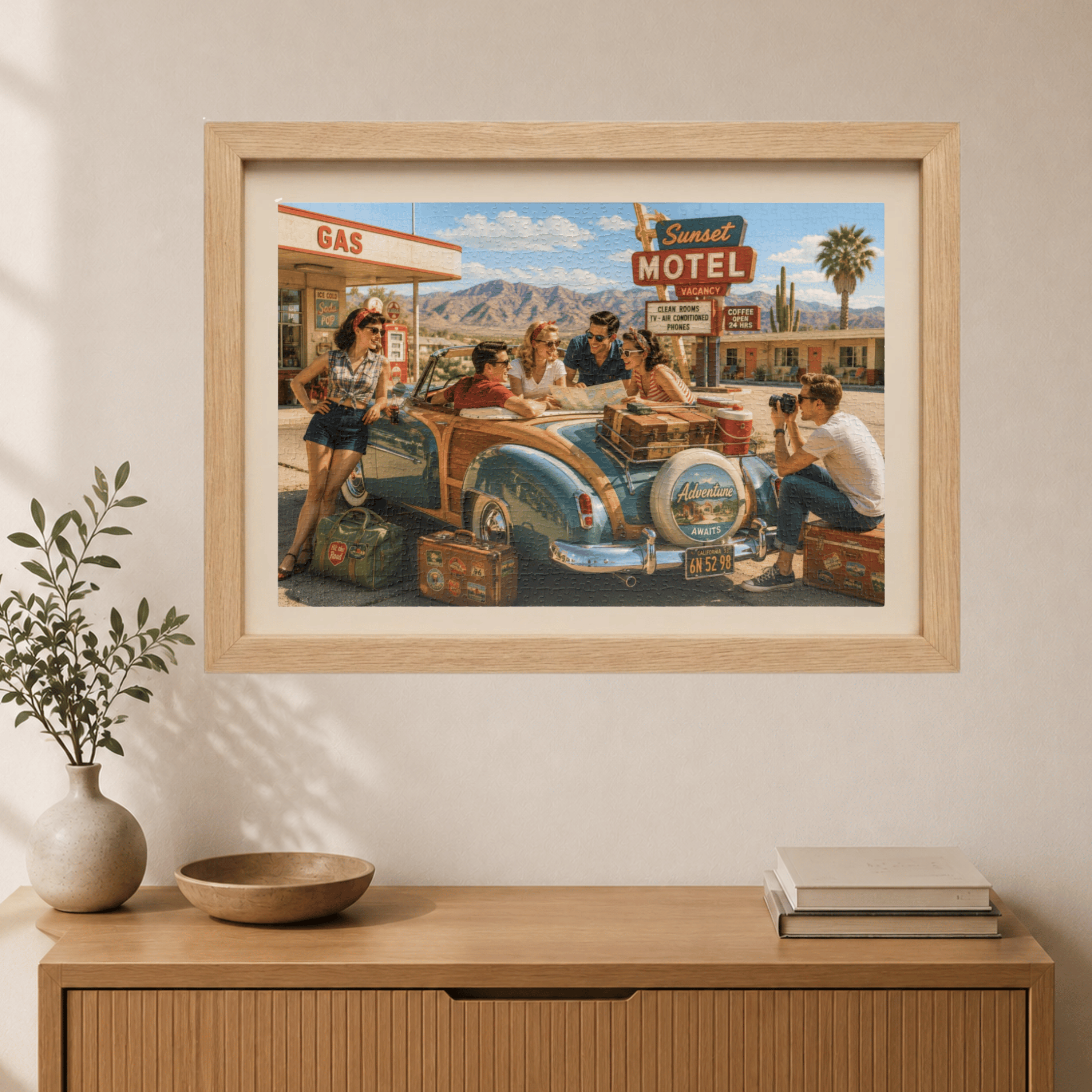 We'll Figure It Out at the Next Motel – Retro Road Trip Art Puzzle