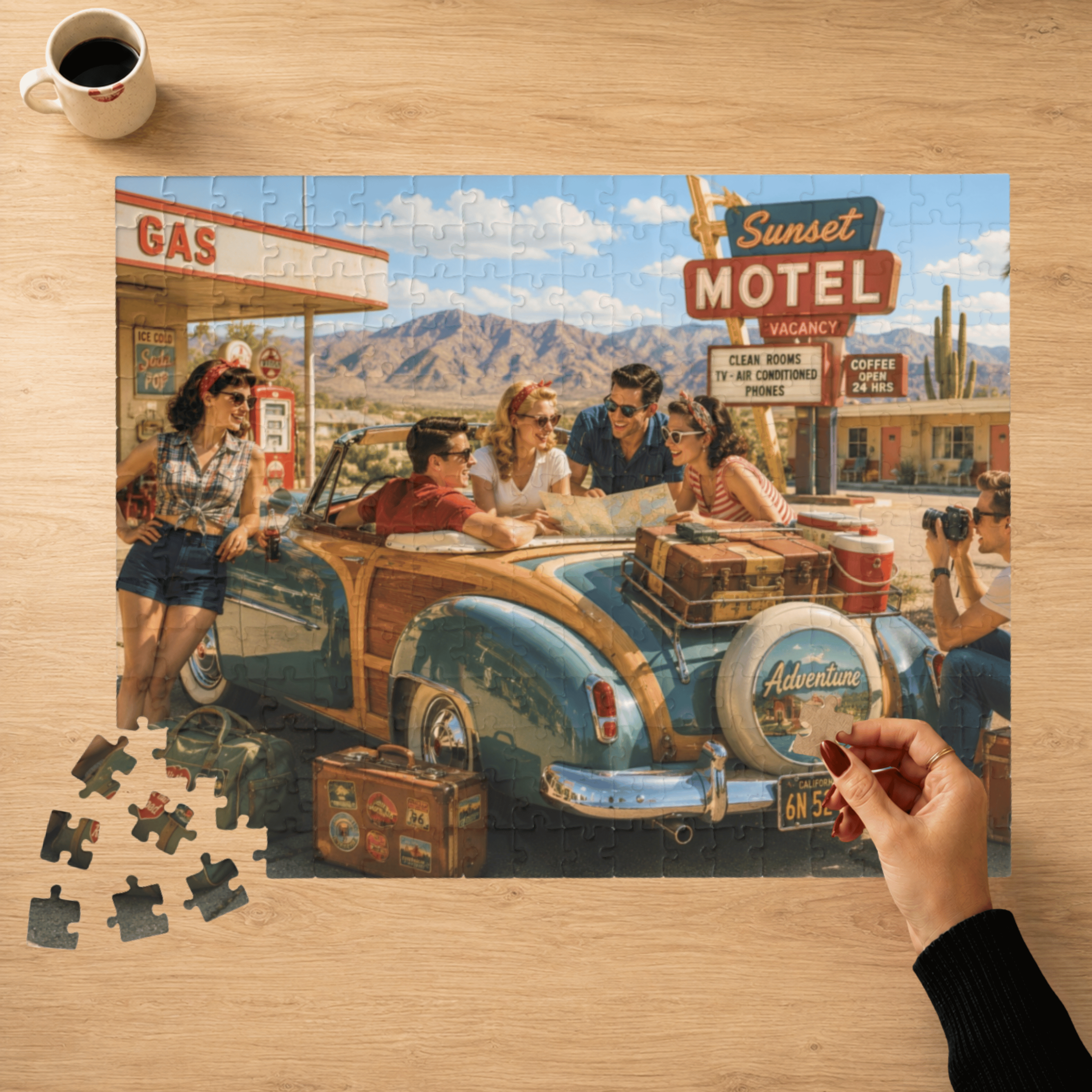 We'll Figure It Out at the Next Motel – Retro Road Trip Art Puzzle