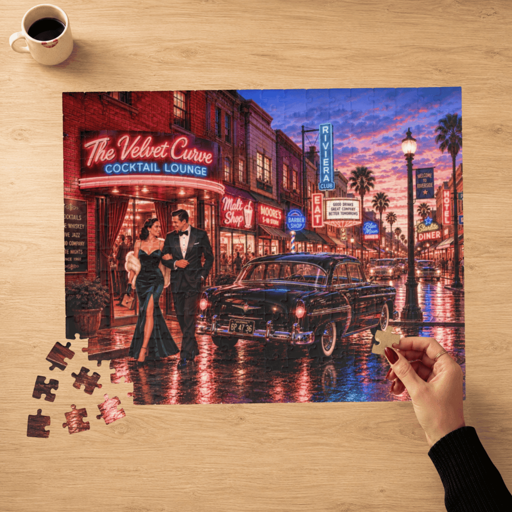 One Drink and We'll See – Retro Cocktail Lounge Art Puzzle