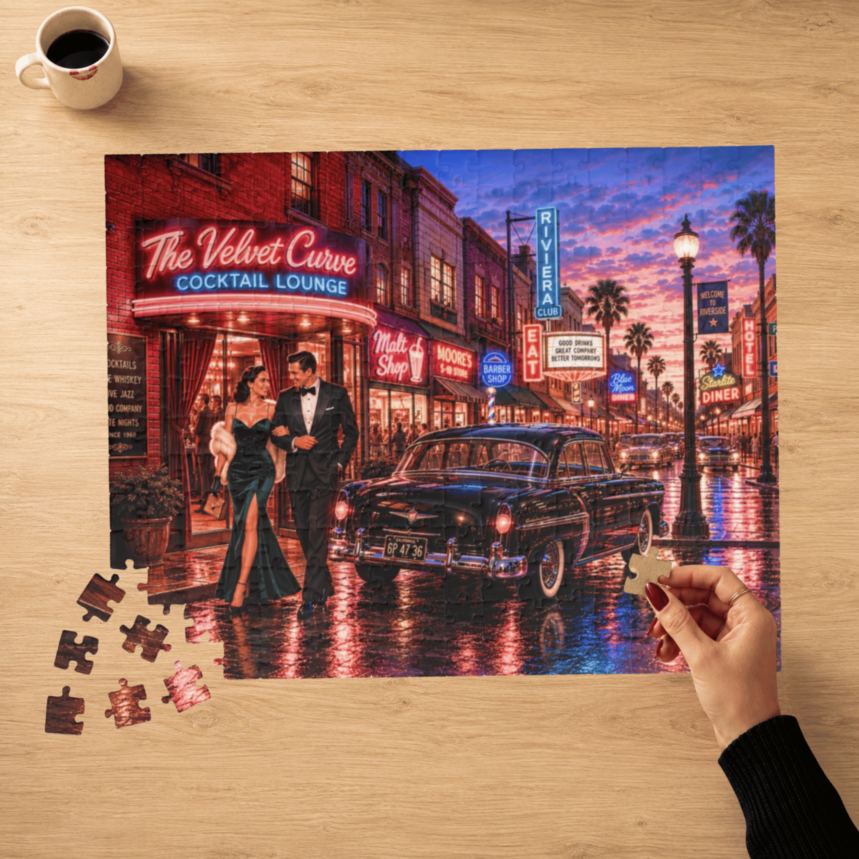 One Drink and We'll See – Retro Cocktail Lounge Art Puzzle
