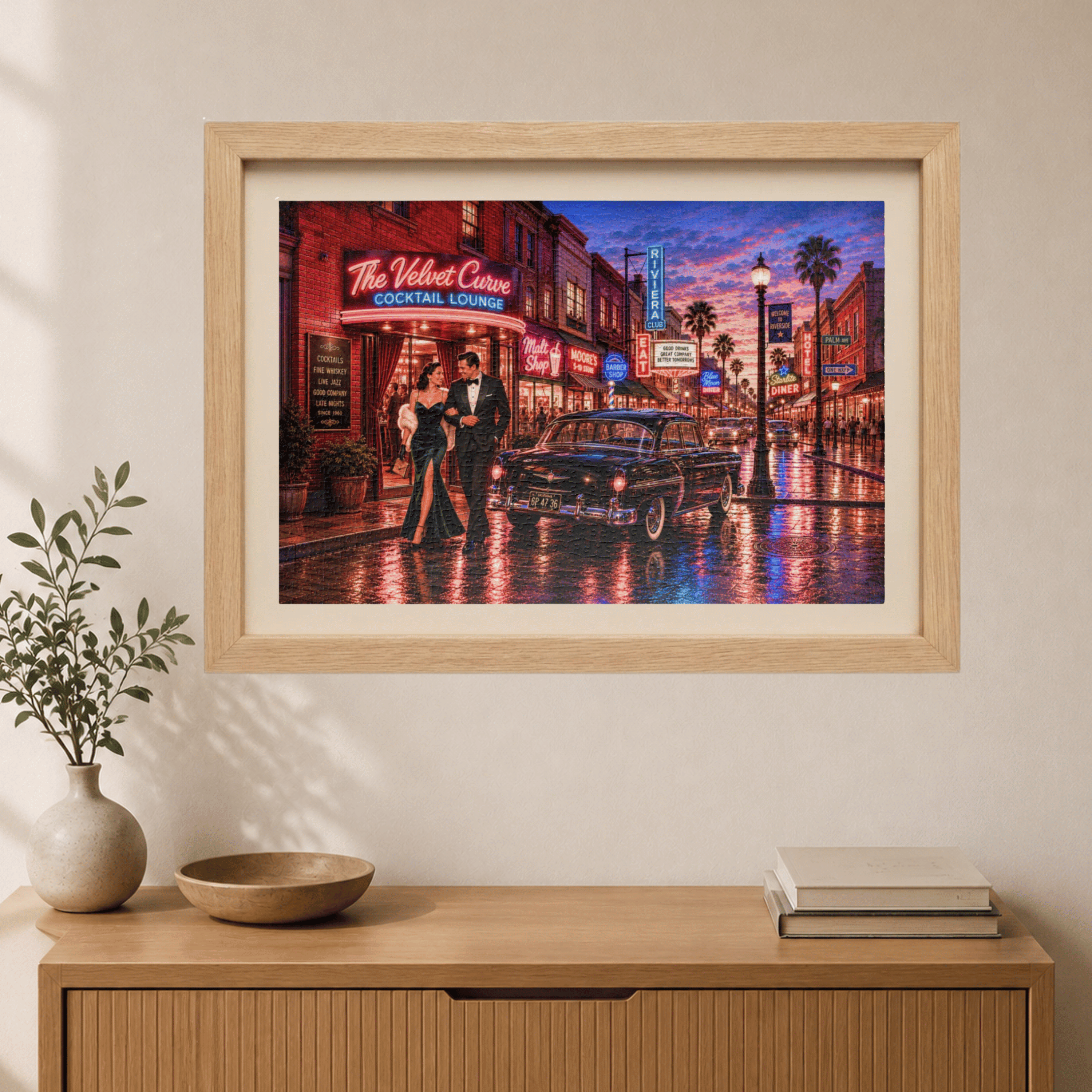 One Drink and We'll See – Retro Cocktail Lounge Art Puzzle