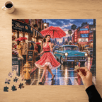 A Little Rain Never Ruined the Outfit – Retro Pin-Up City Art Puzzle