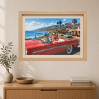 She Took the Scenic Route – Retro California Convertible Art Puzzle