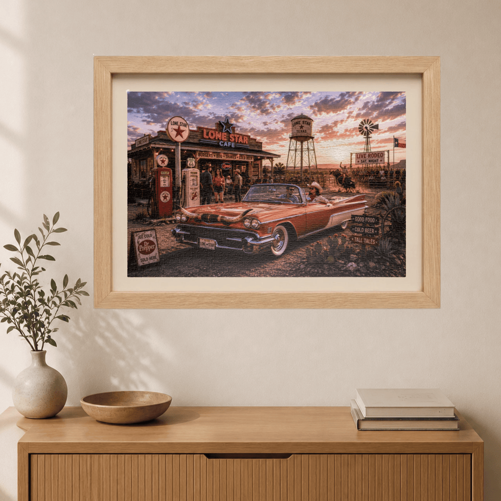 Darling, We're Not Turning Back – Retro Route 66 Road Trip Art Puzzle