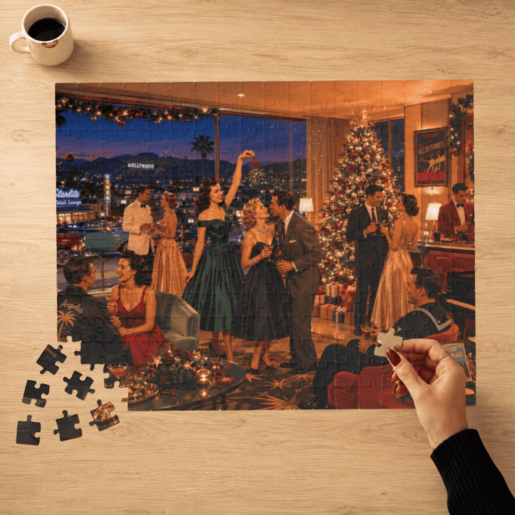 Just One Christmas Drink – Vintage Holiday Cocktail Party Art Puzzle