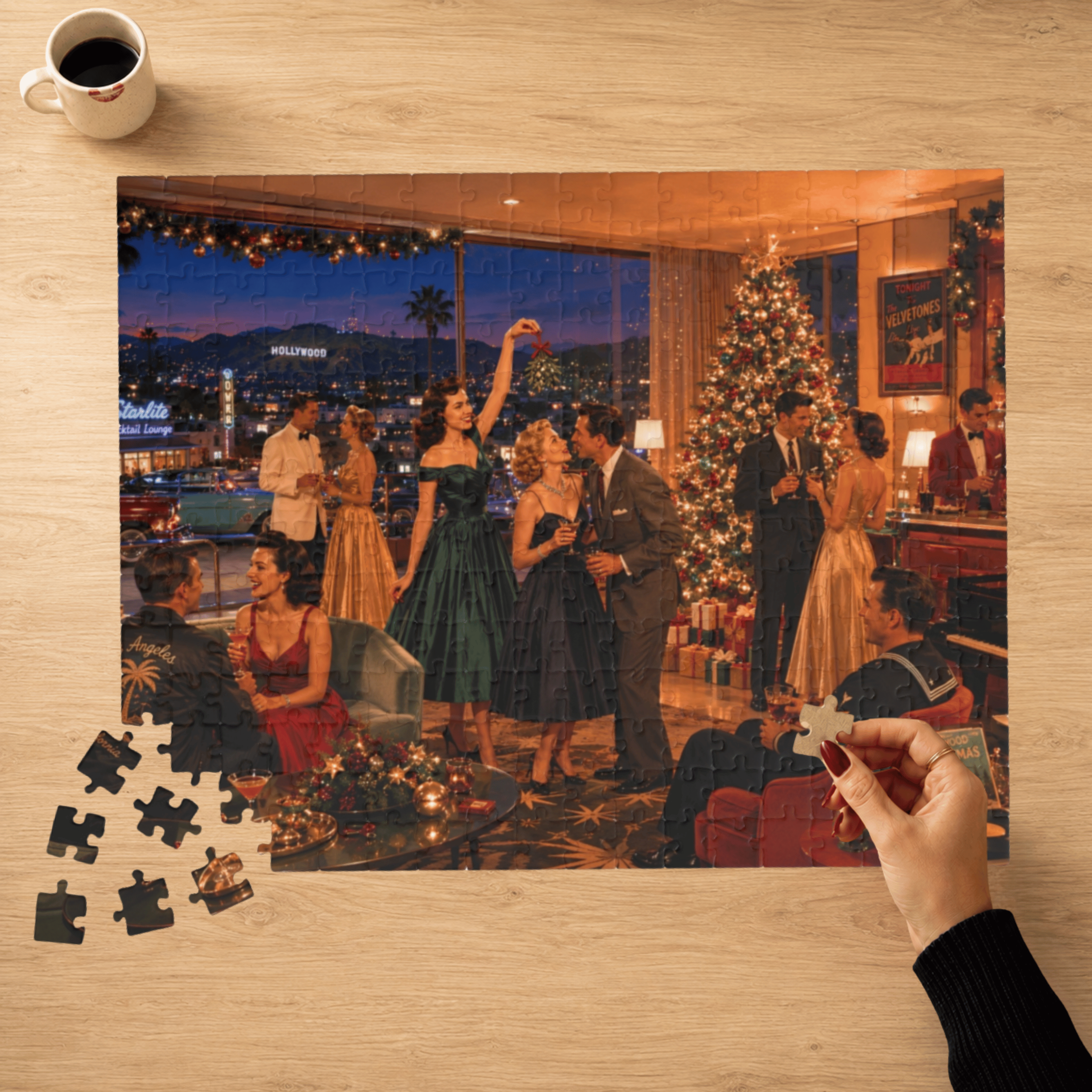 Just One Christmas Drink – Vintage Holiday Cocktail Party Art Puzzle