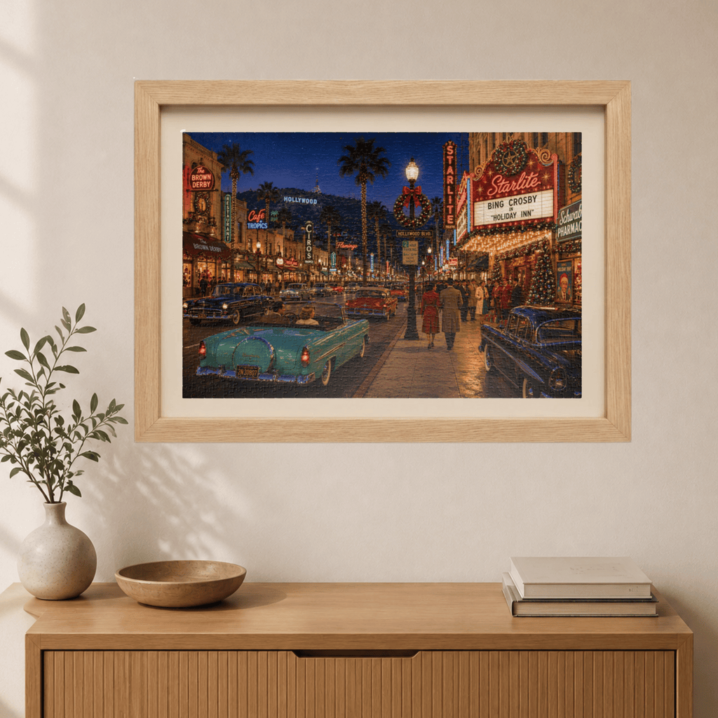 Meet Me Under the Christmas Lights – Retro Hollywood Christmas Art Puzzle
