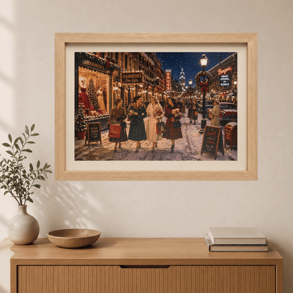 Darling, I Bought You Something – Vintage Christmas Shopping Art Puzzle