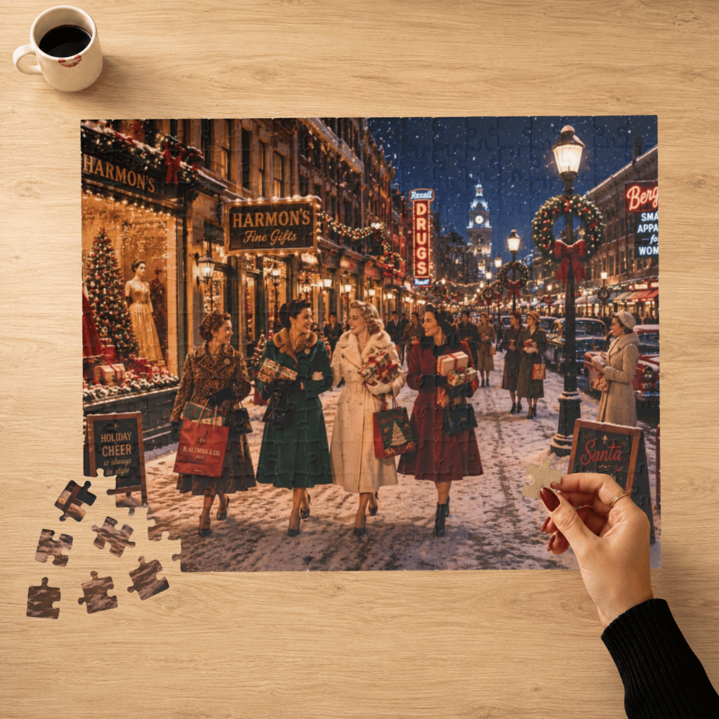 Darling, I Bought You Something – Vintage Christmas Shopping Art Puzzle