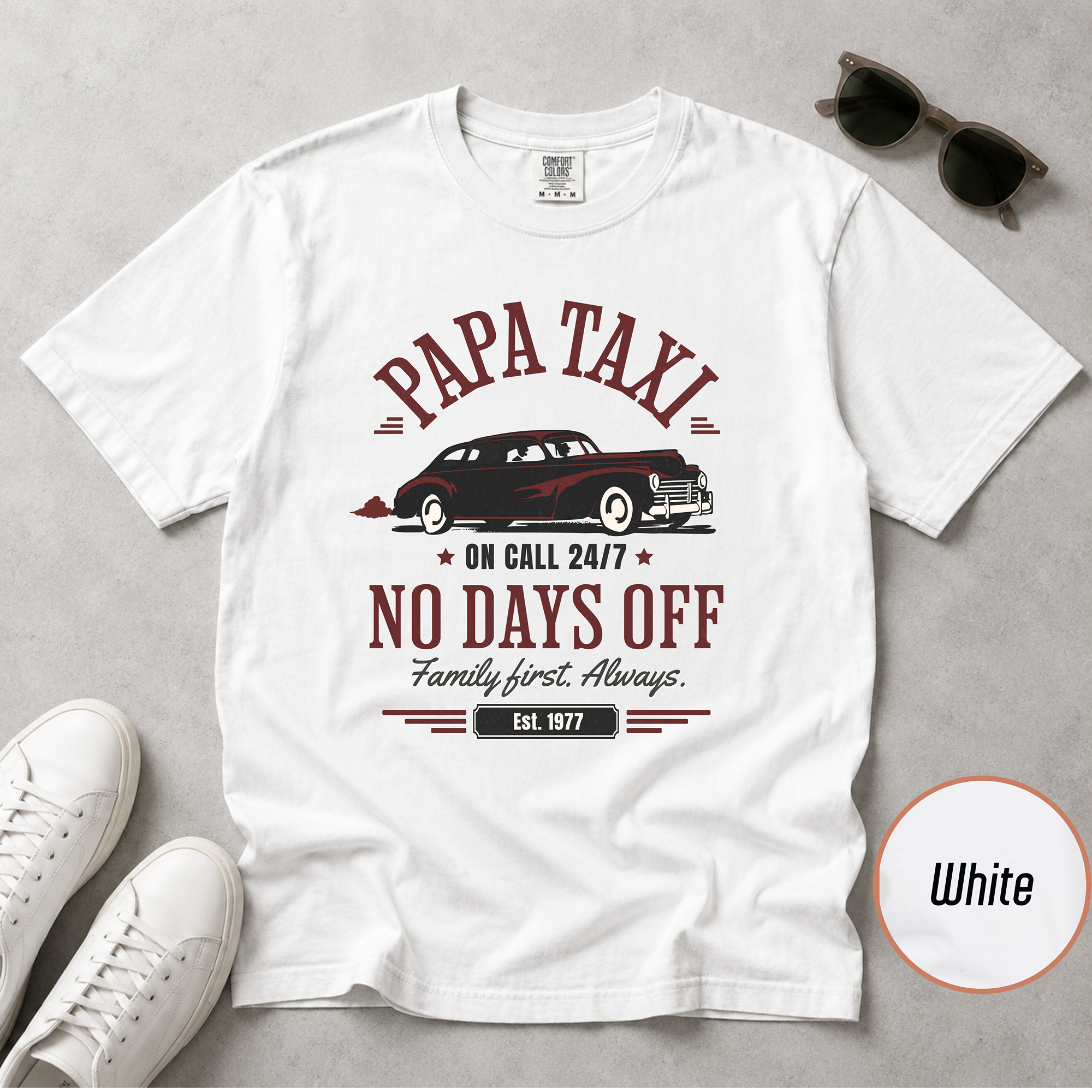 Papa Taxi Since 1977 T-Shirt – Father's Day Gift for Dad