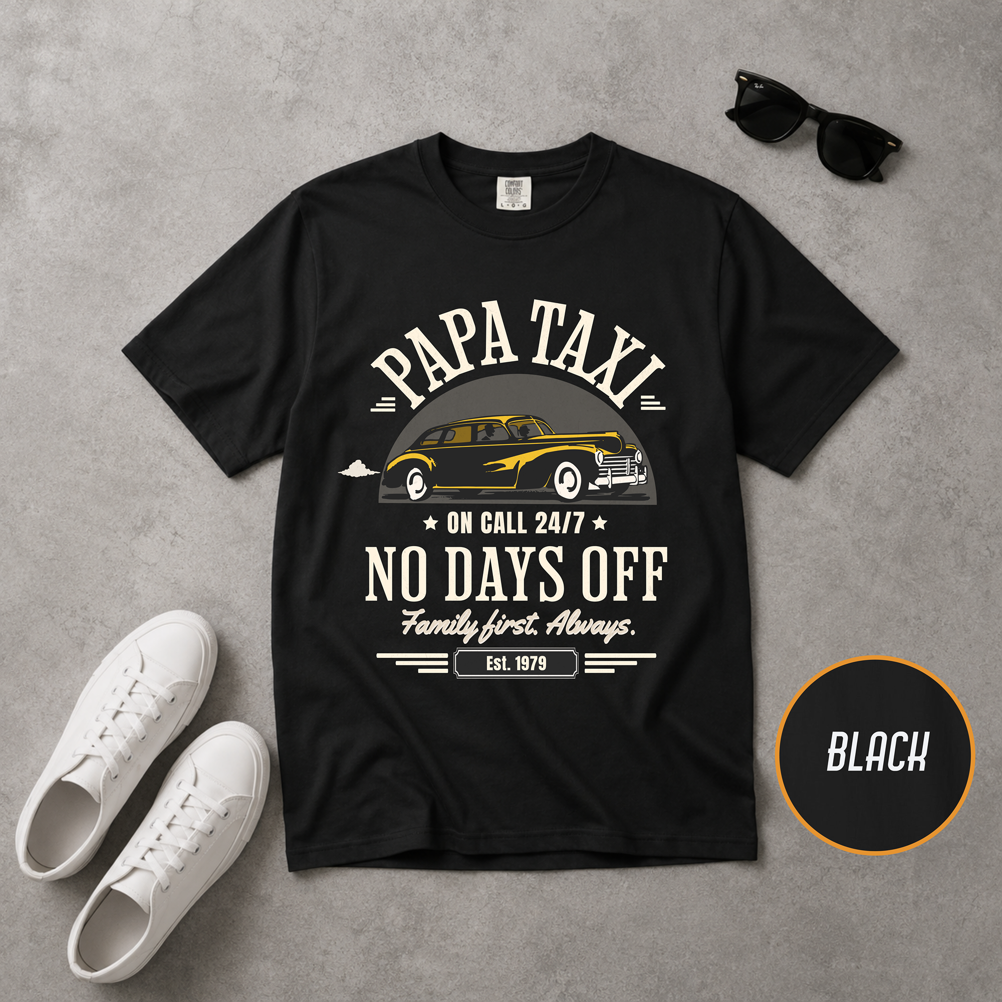 Papa Taxi Since 1979 T-Shirt – Father's Day Gift for Dad