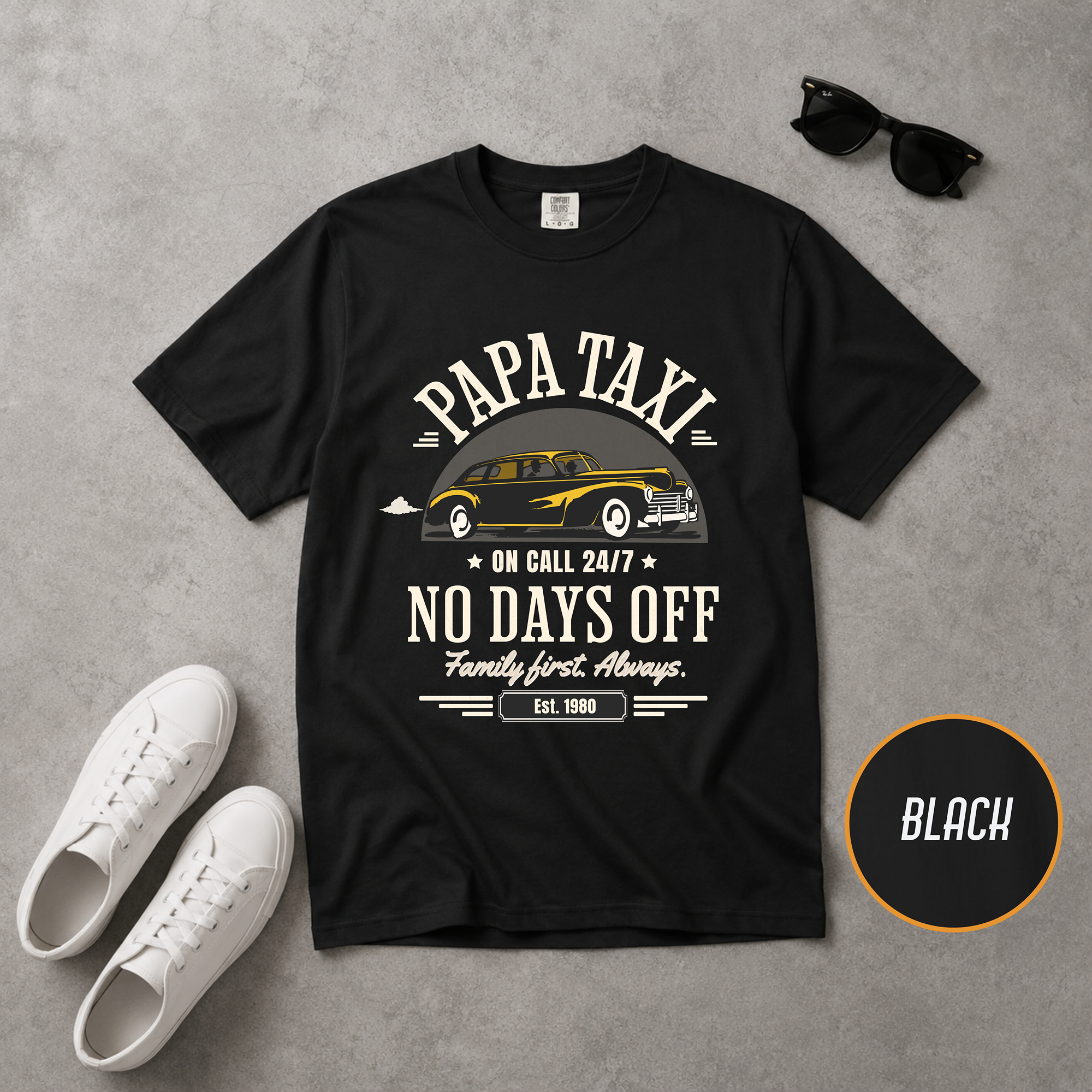 Papa Taxi Since 1980 T-Shirt – Father's Day Gift for Dad