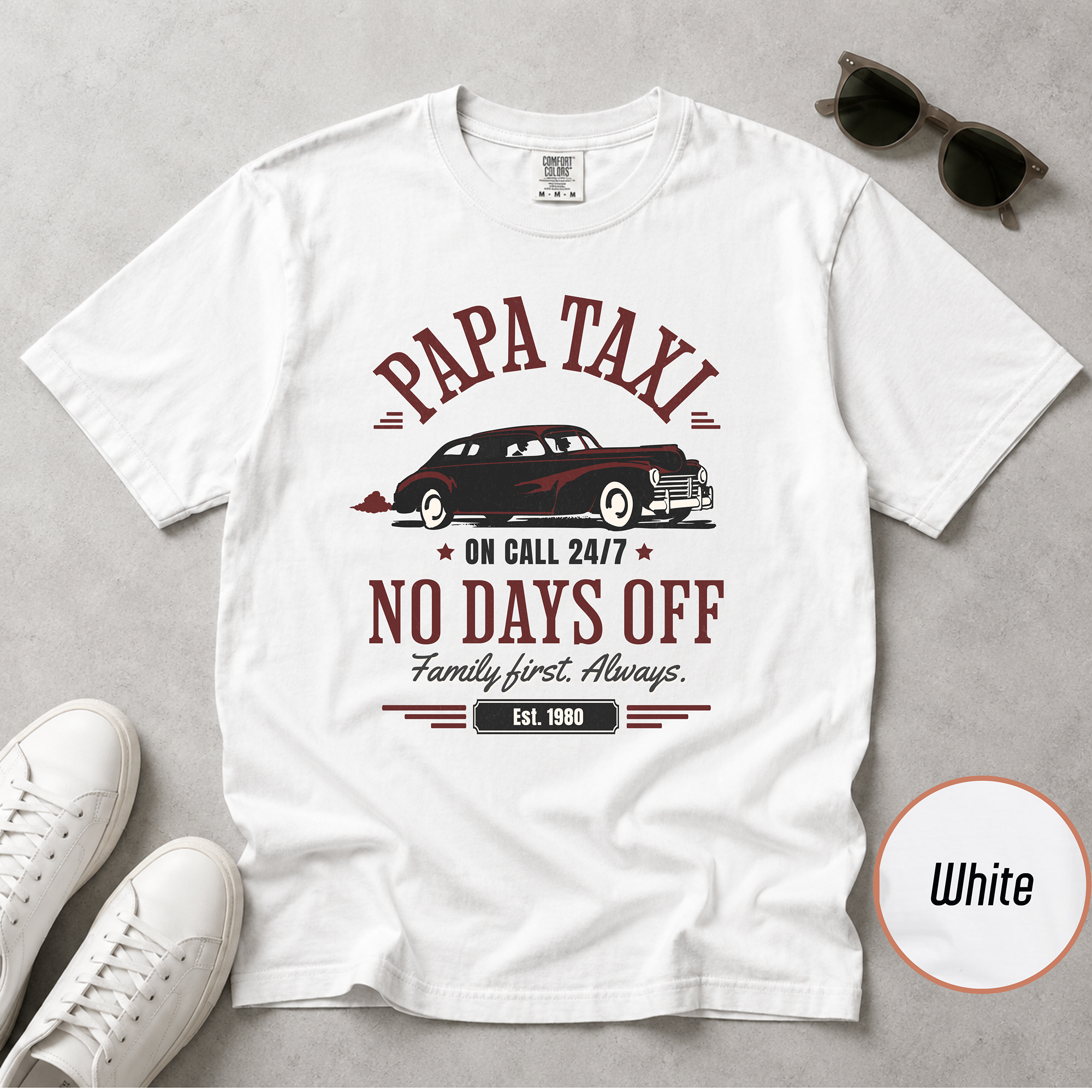 Papa Taxi Since 1980 T-Shirt – Father's Day Gift for Dad
