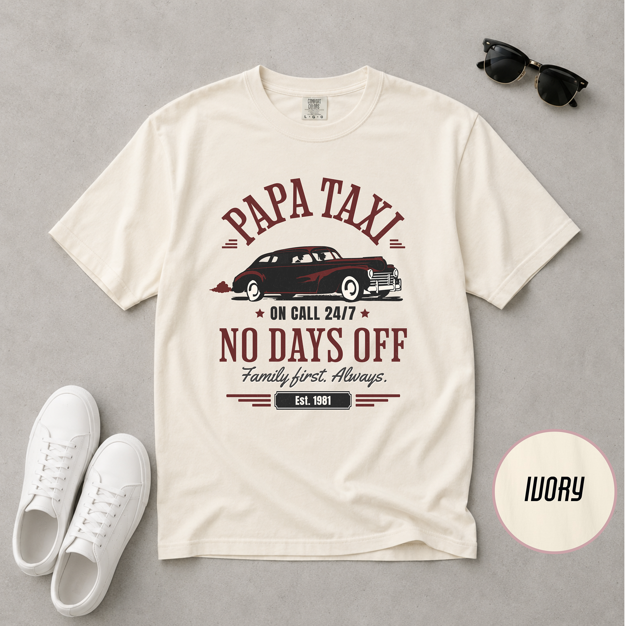 Papa Taxi Since 1981 T-Shirt – Father's Day Gift for Dad