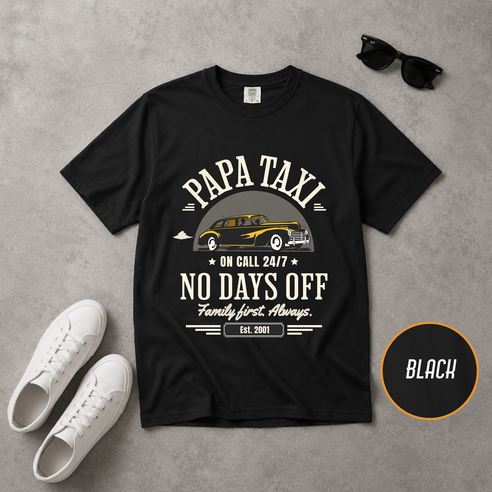 Papa Taxi Since 2001 T-Shirt – Father's Day Gift for Dad