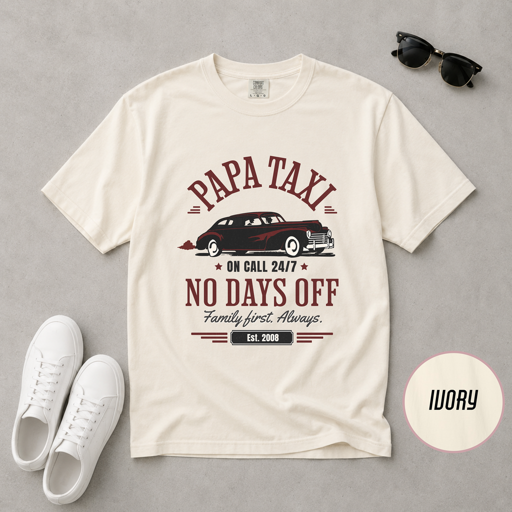 Papa Taxi Since 2008 T-Shirt – Father's Day Gift for Dad