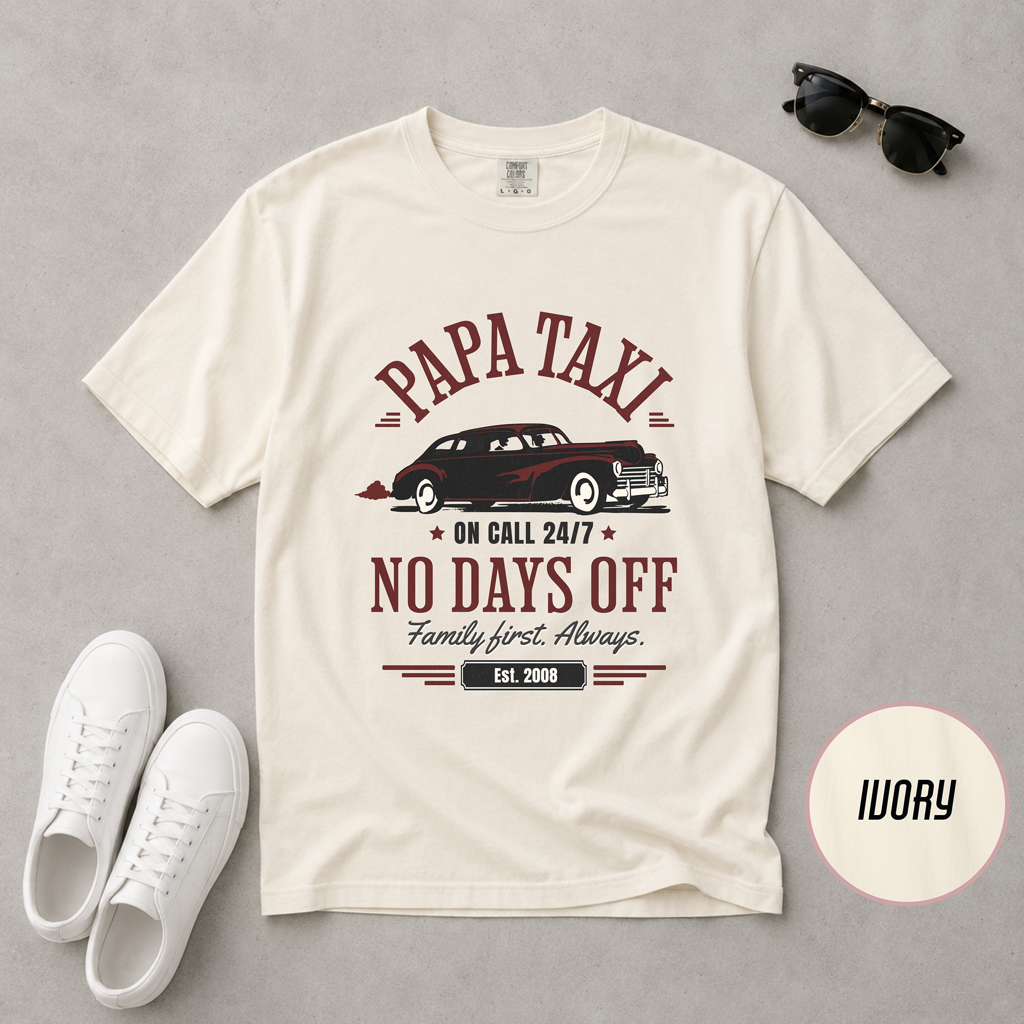 Papa Taxi Since 2008 T-Shirt – Father's Day Gift for Dad