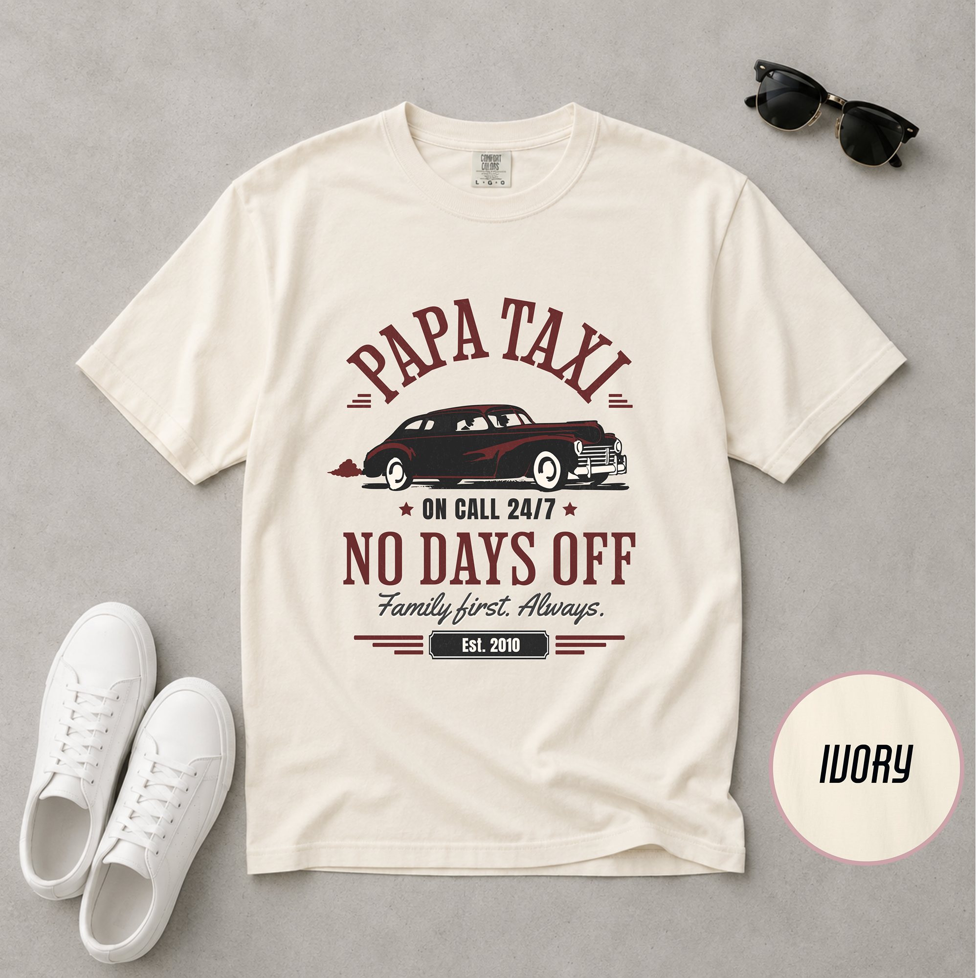 Papa Taxi Since 2010 T-Shirt – Father's Day Gift for Dad