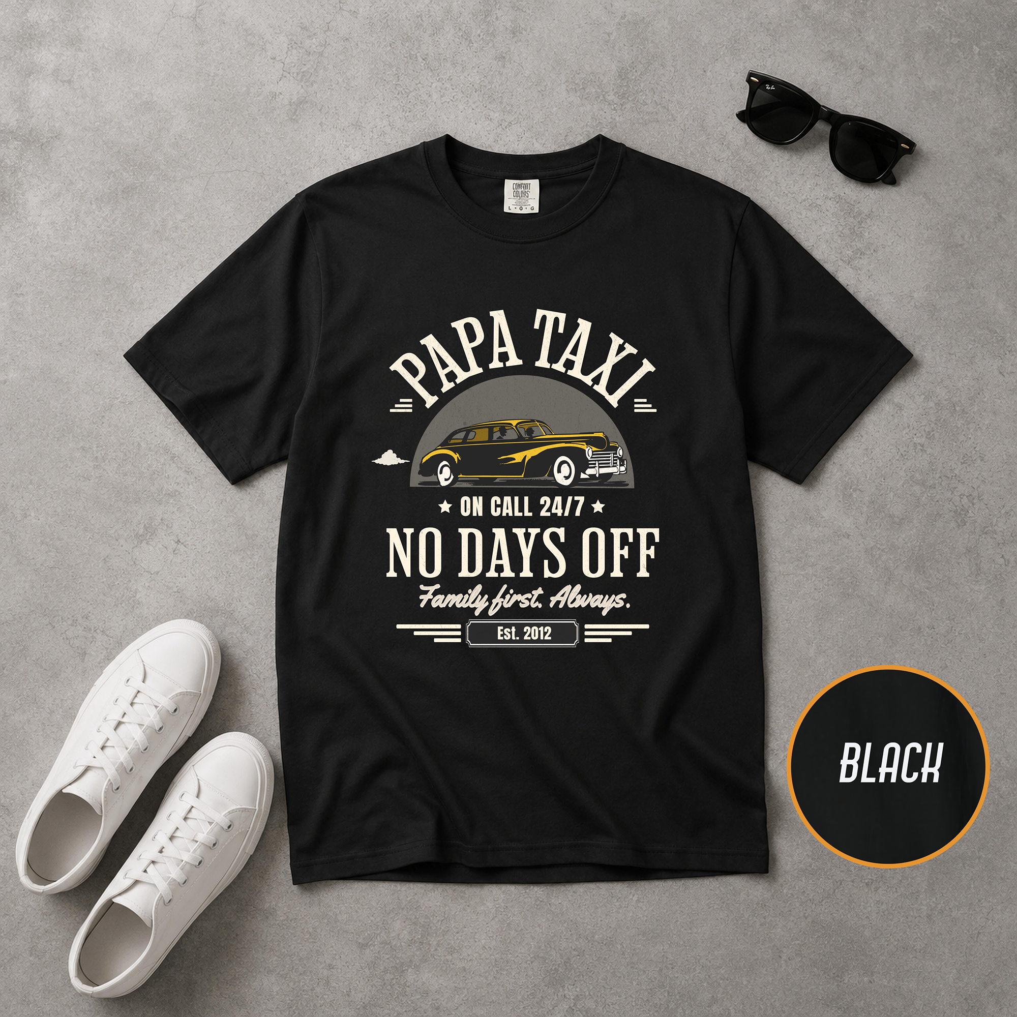 Papa Taxi Since 2012 T-Shirt – Father's Day Gift for Dad