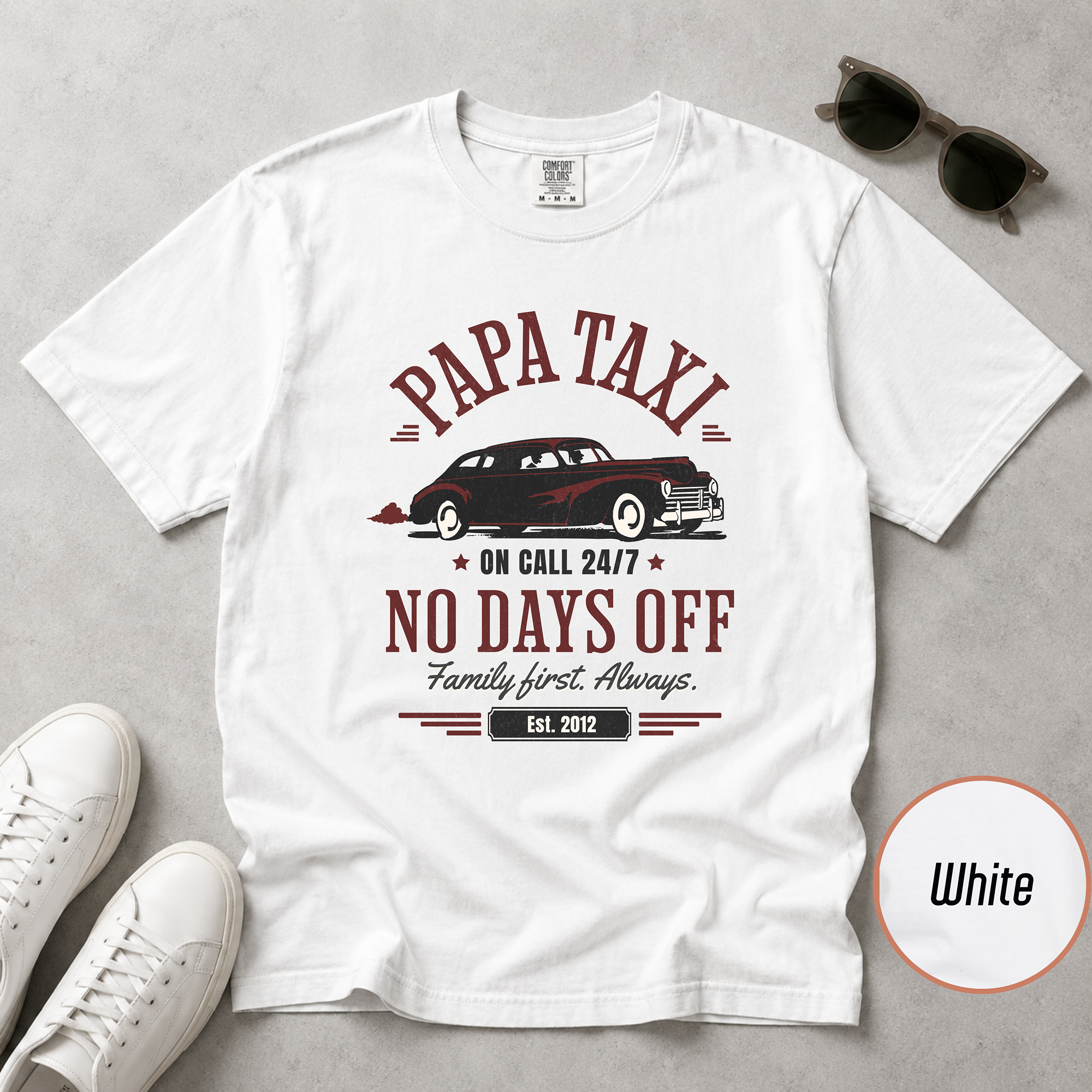 Papa Taxi Since 2012 T-Shirt – Father's Day Gift for Dad