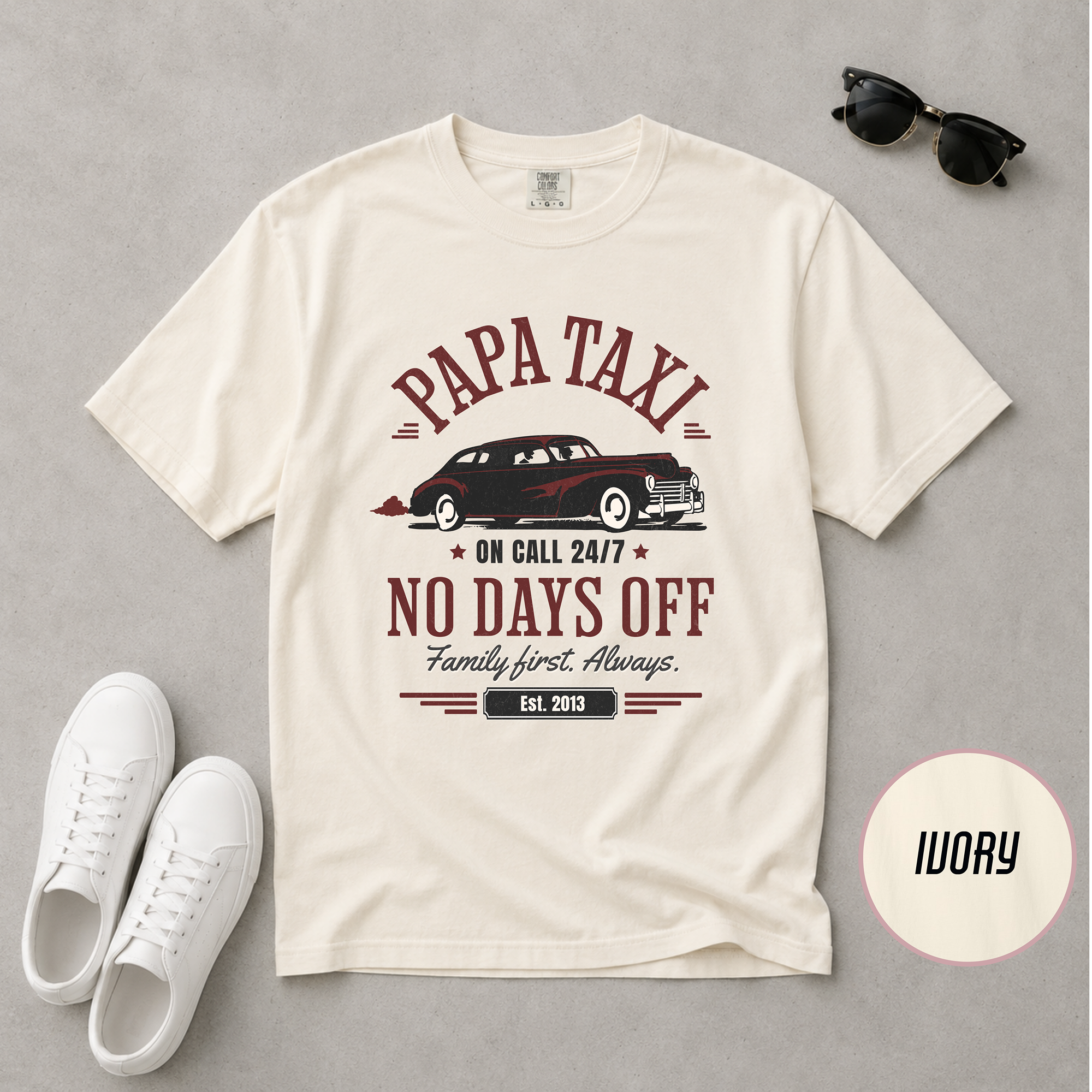 Papa Taxi Since 2013 T-Shirt – Father's Day Gift for Dad