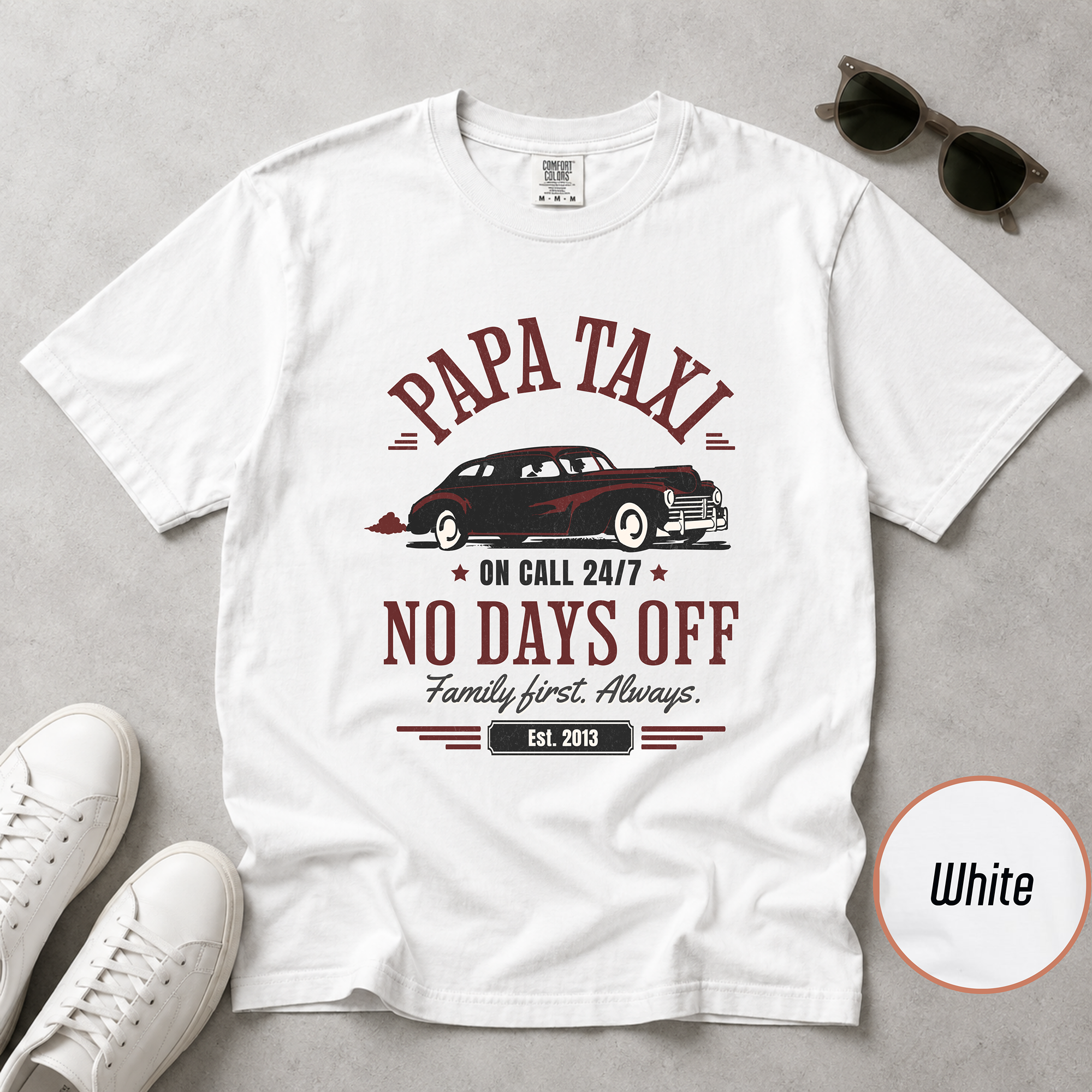 Papa Taxi Since 2013 T-Shirt – Father's Day Gift for Dad