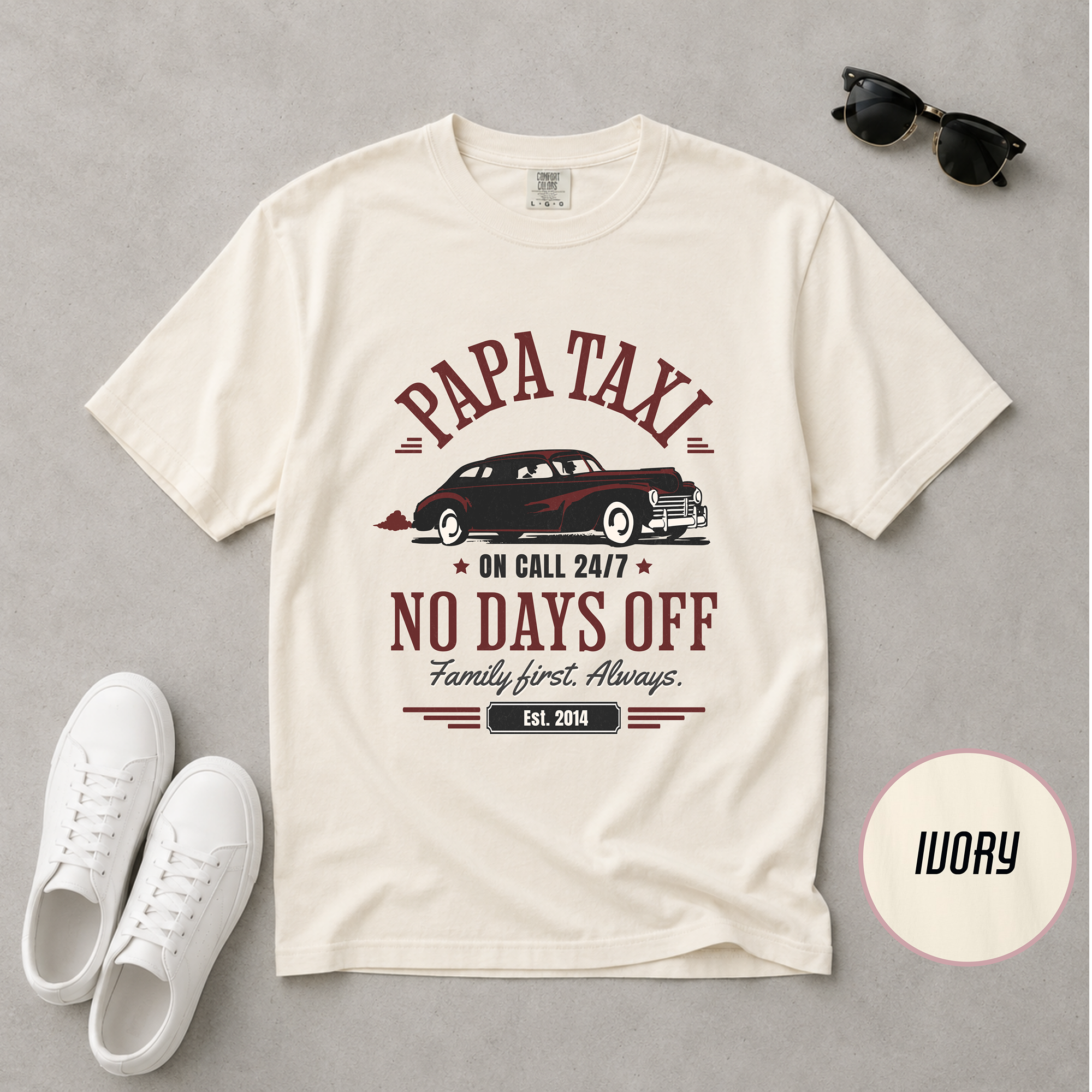 Papa Taxi Since 2014 T-Shirt – Father's Day Gift for Dad