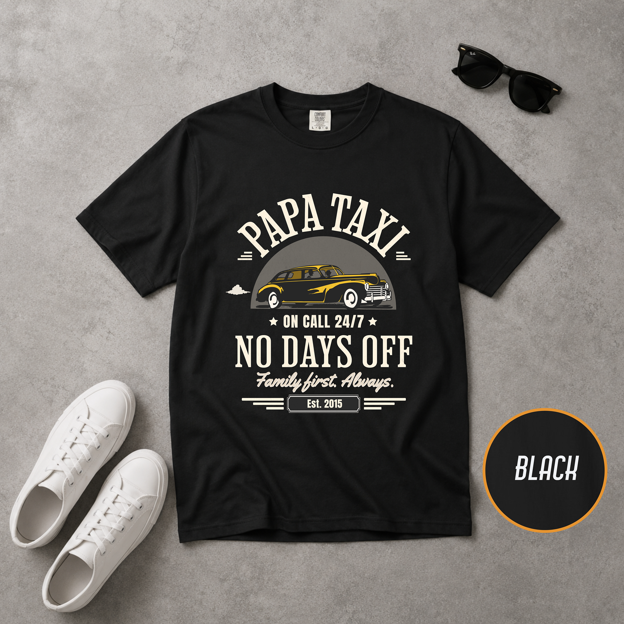 Papa Taxi Since 2015 T-Shirt – Father's Day Gift for Dad