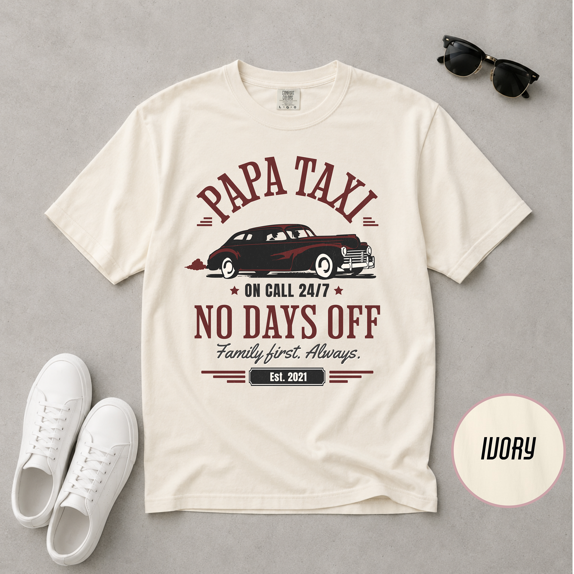 Papa Taxi Since 2021 T-Shirt – Father's Day Gift for Dad
