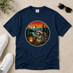 Camping Raccoon – Campfire T-Shirt | Outdoors Edition