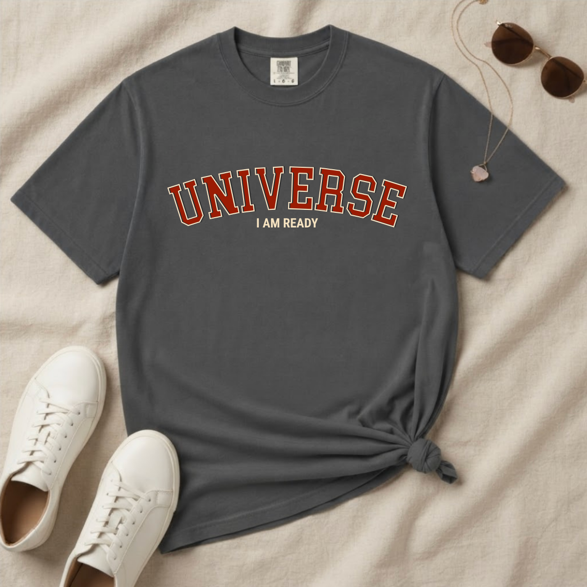 Universe I Am Ready – Varsity Manifestation T-Shirt