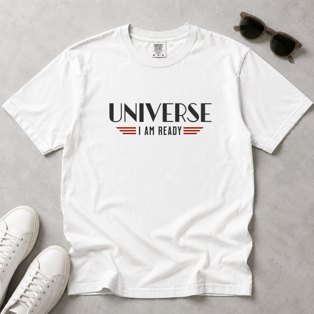 Universe I Am Ready – Retro Futuristic Manifestation T-Shirt