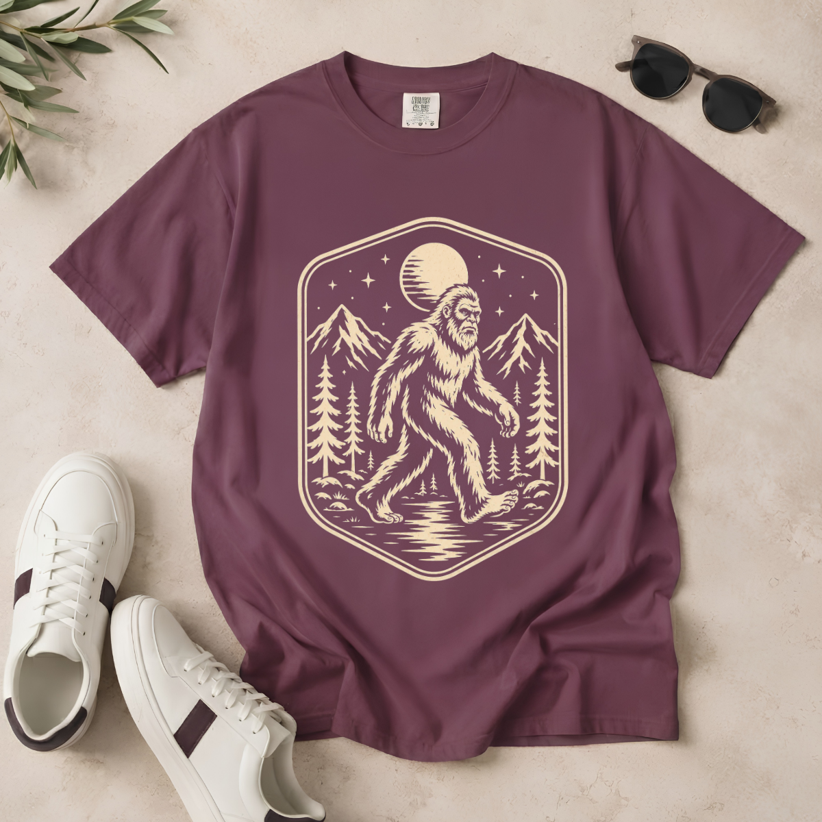 Vintage Sasquatch Badge – Cryptid Hiking T-Shirt | Outdoors Edition