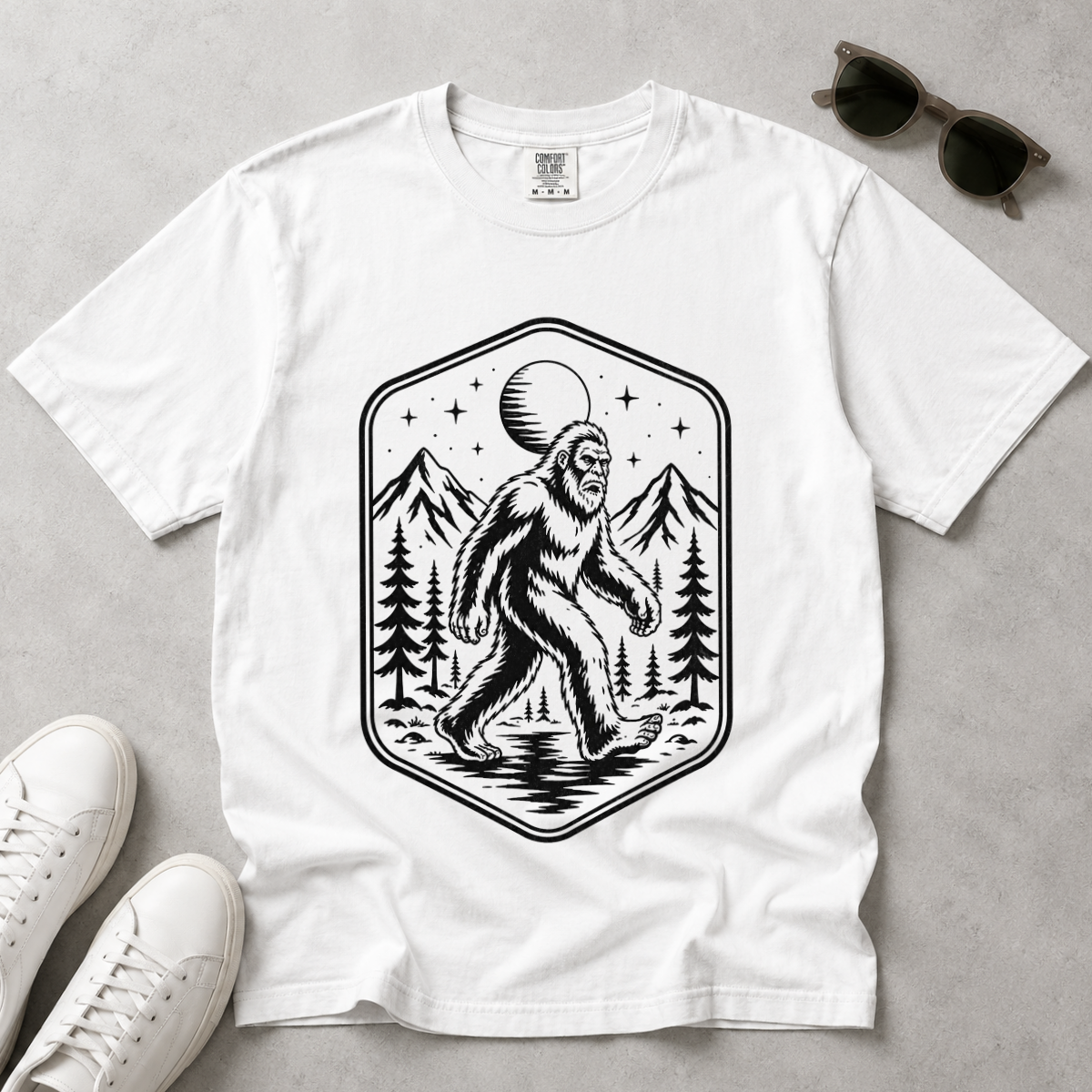Vintage Sasquatch Badge – Cryptid Hiking T-Shirt | Outdoors Edition