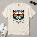 Stay Wild Raccoon – Retro Sunglasses T-Shirt | Outdoors Edition