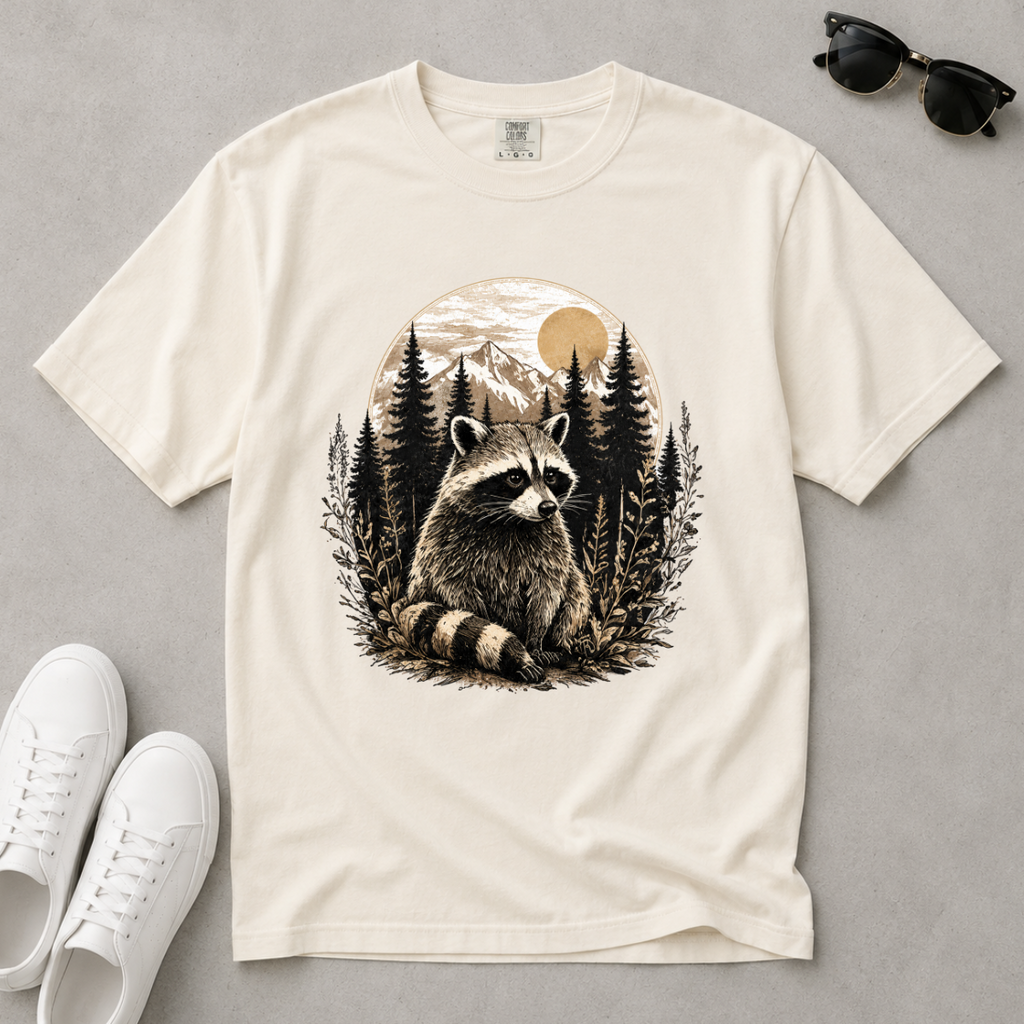 Woodland Raccoon – Forest T-Shirt | Outdoors Edition