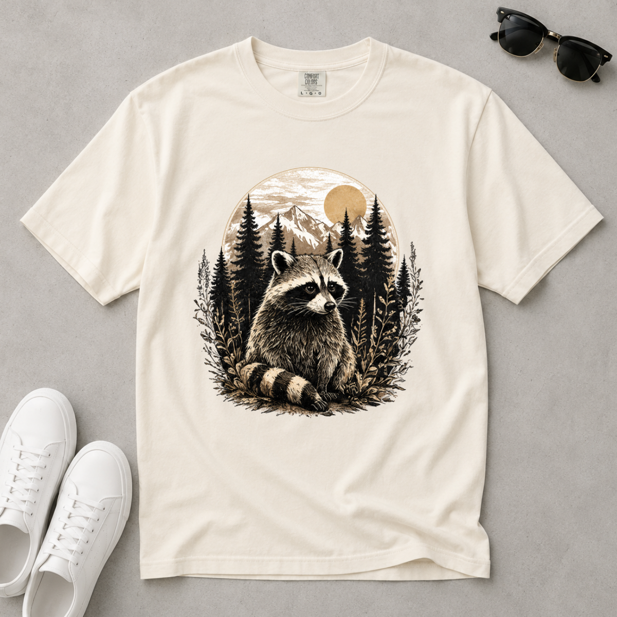 Woodland Raccoon – Forest T-Shirt | Outdoors Edition
