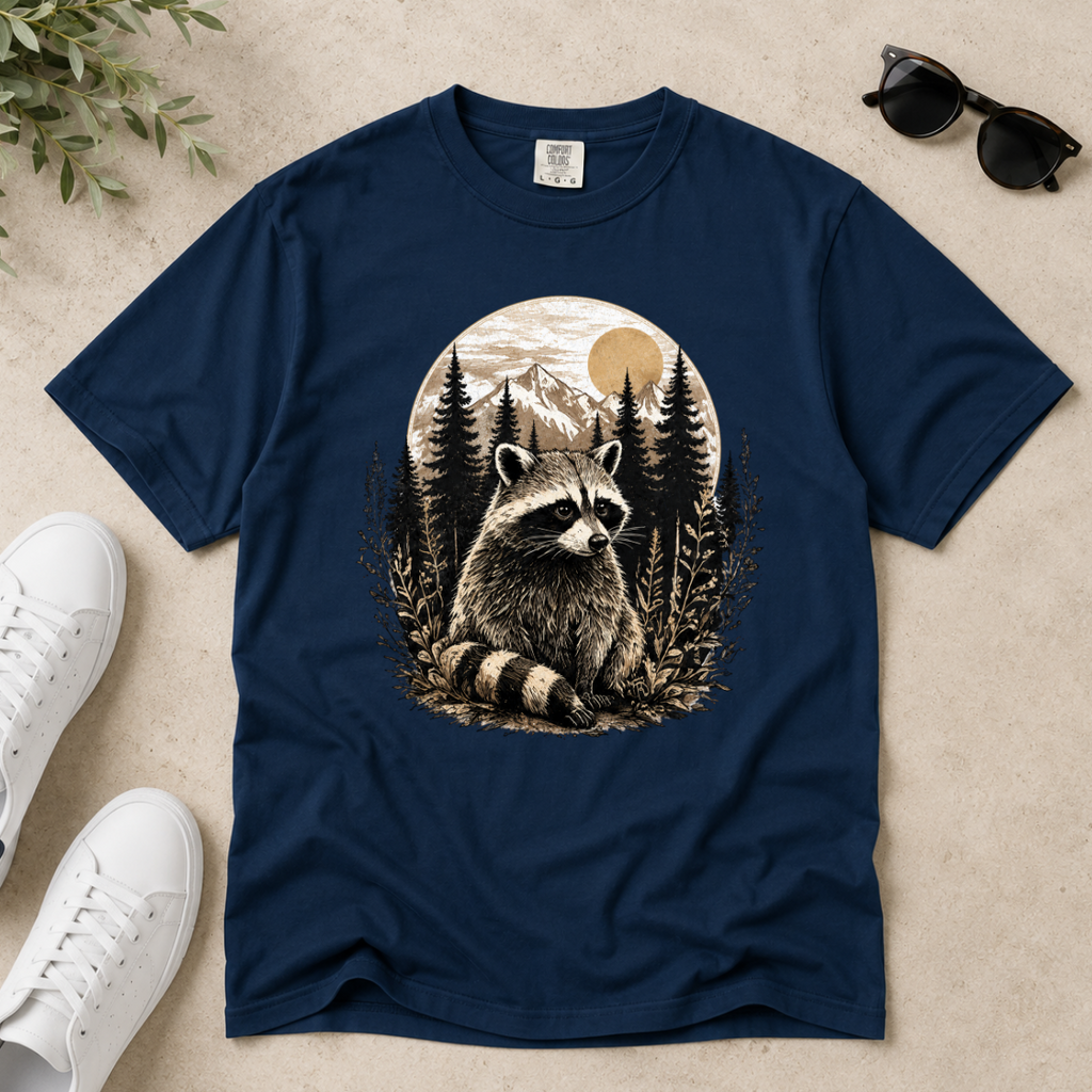 Woodland Raccoon – Forest T-Shirt | Outdoors Edition