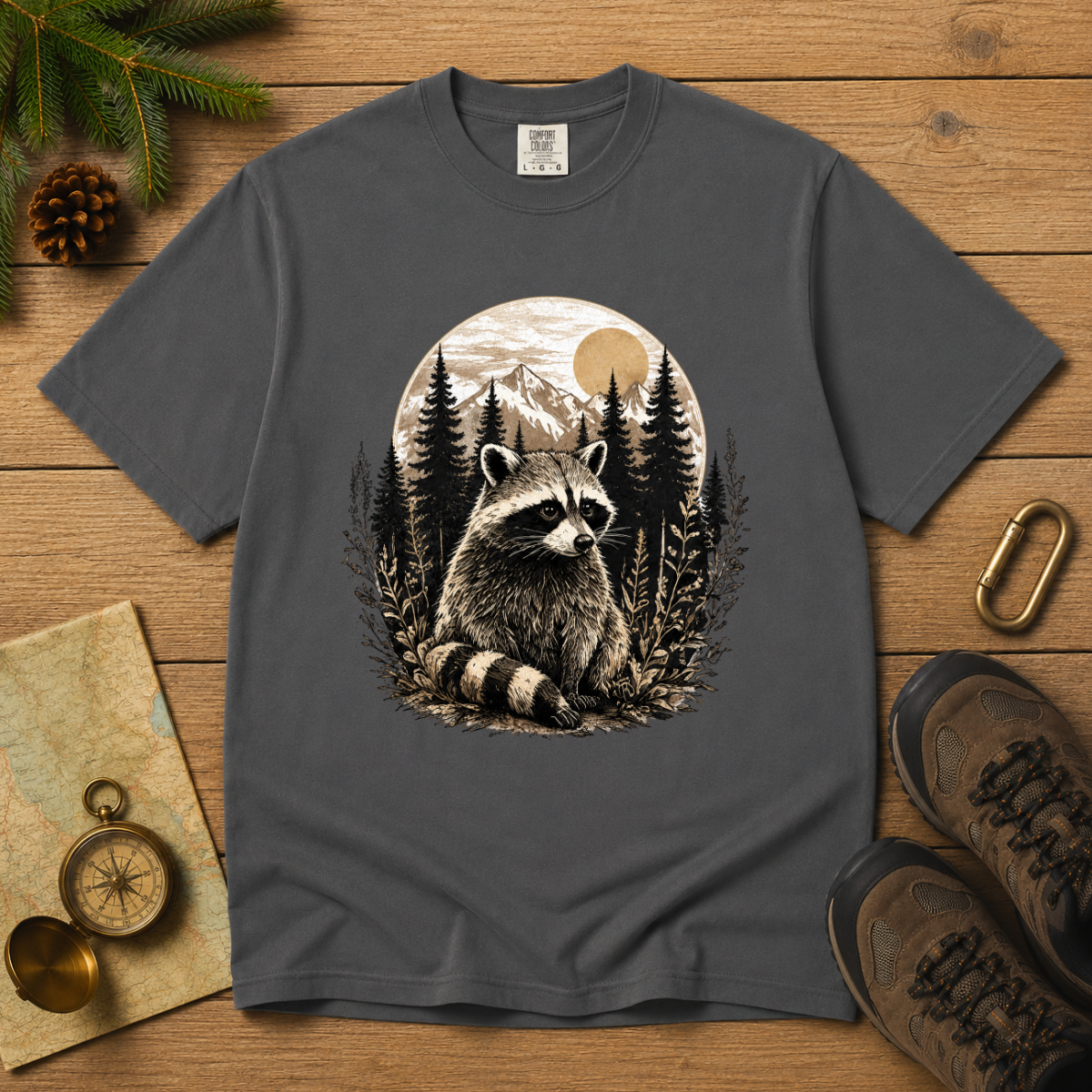 Woodland Raccoon – Forest T-Shirt | Outdoors Edition