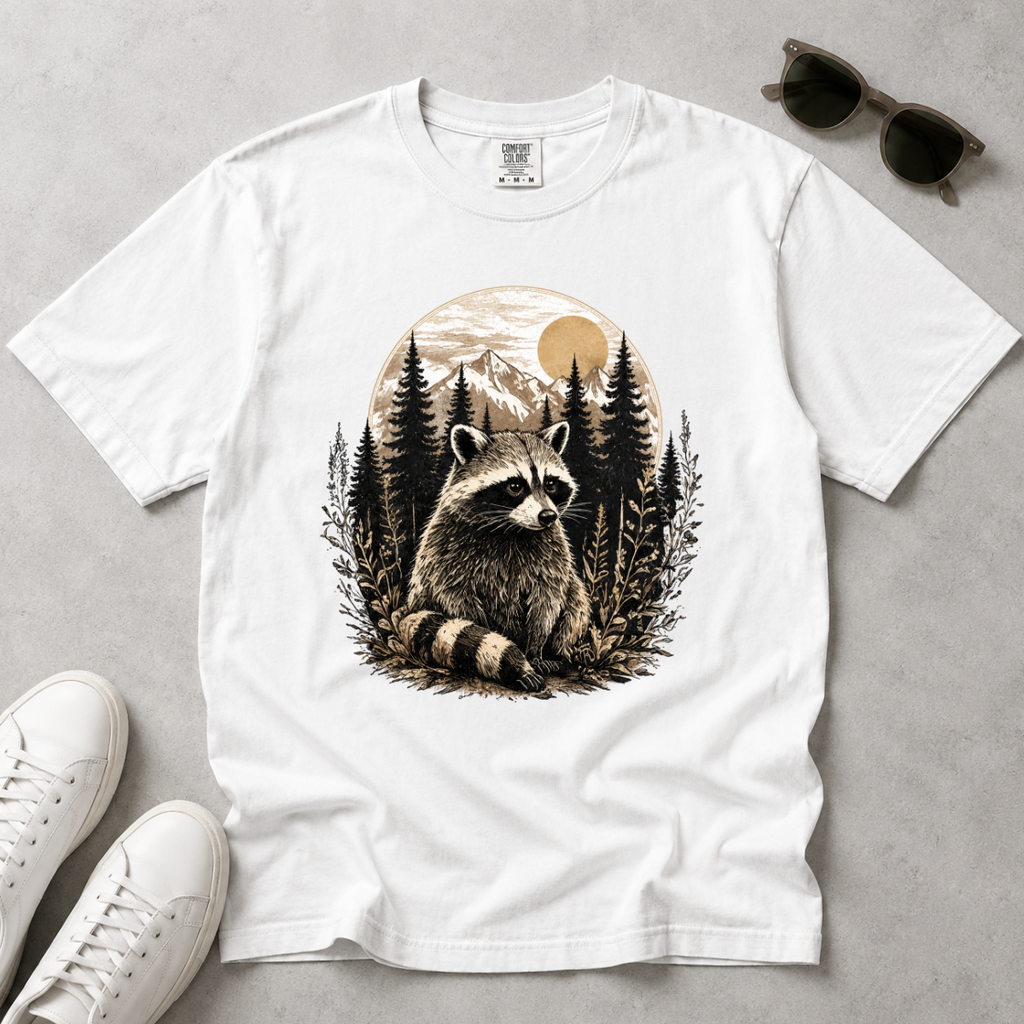 Woodland Raccoon – Forest T-Shirt | Outdoors Edition