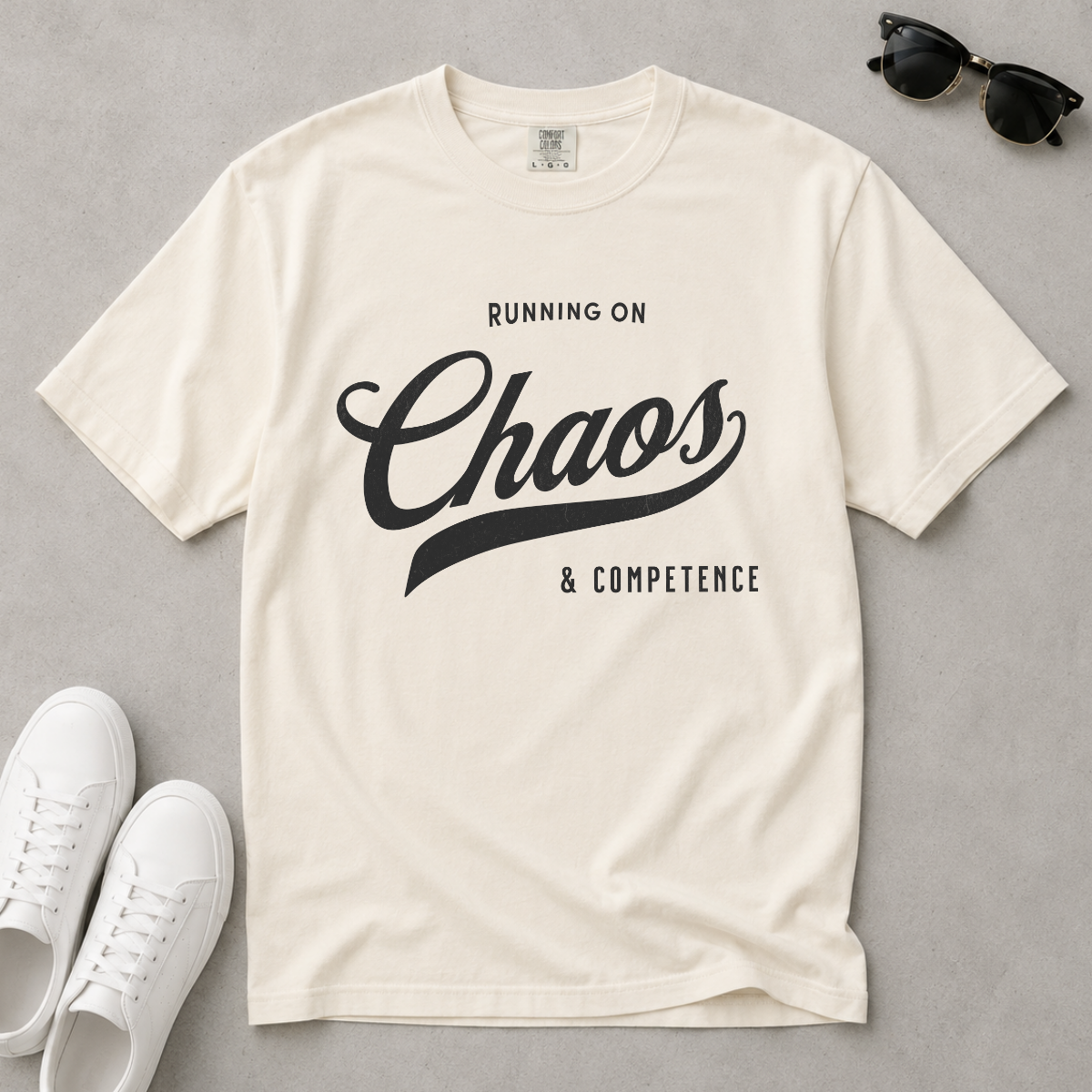 Fueled by Chaos & Competence – Funny Coworker T-Shirt | Explorer Edition