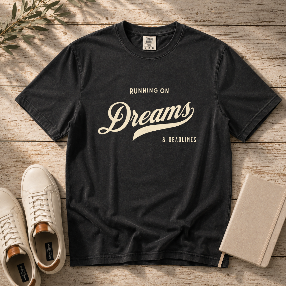 Fueled by Dreams & Deadlines – Funny Creative T-Shirt | Explorer Edition