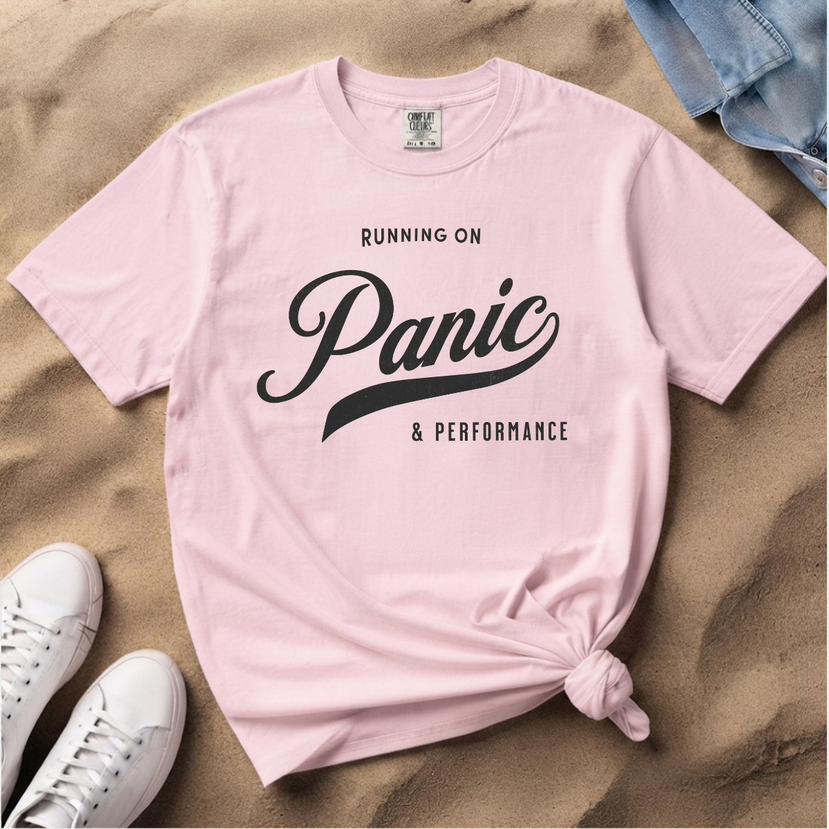Fueled by Panic & Performance – Funny Work T-Shirt | Explorer Edition
