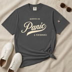 Fueled by Panic & Performance – Funny Work T-Shirt | Explorer Edition