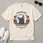 Blue French Bulldog Dog Mom T-Shirt | Fueled by Coffee & Frenchie Love