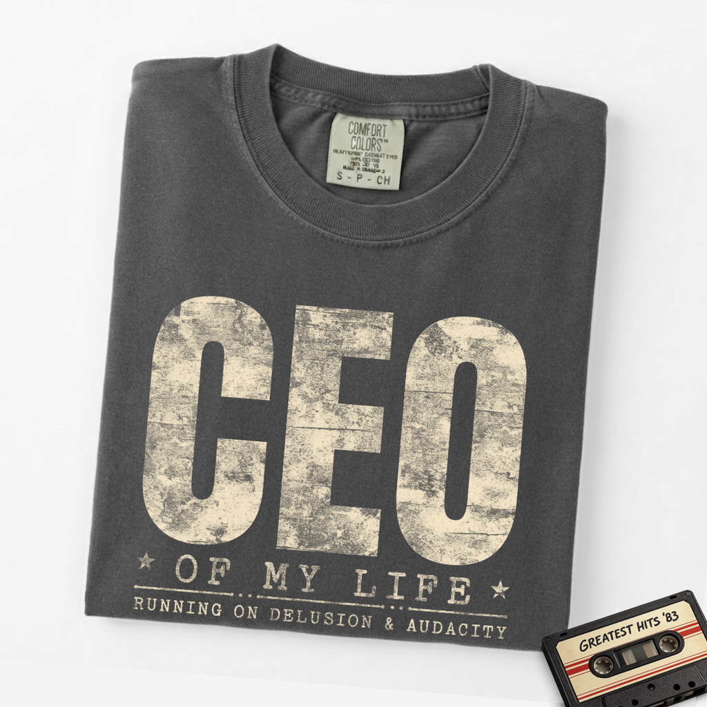 Running on Delusion & Audacity – Funny Entrepreneur T-Shirt | Explorer Edition