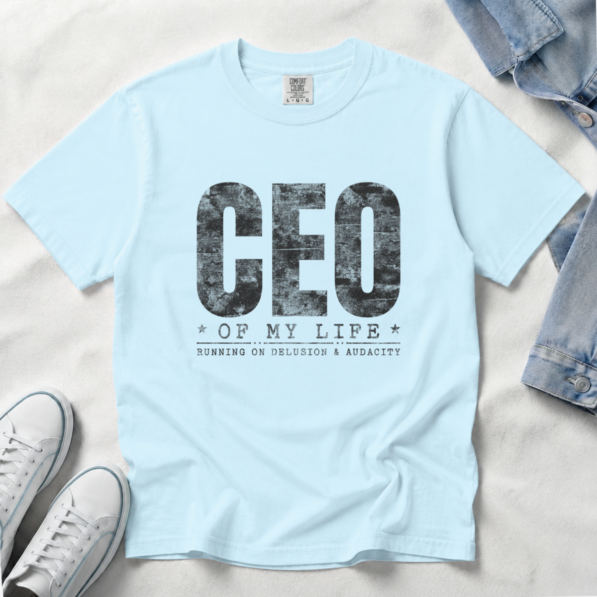 Running on Delusion & Audacity – Funny Entrepreneur T-Shirt | Explorer Edition