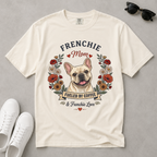 Cream French Bulldog Dog Mom T-Shirt | Fueled by Coffee & Frenchie Love