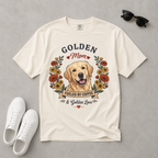 Light Golden Retriever Dog Mom T-Shirt | Fueled by Coffee & Golden Love