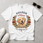 Light Golden Retriever Dog Mom T-Shirt | Fueled by Coffee & Golden Love